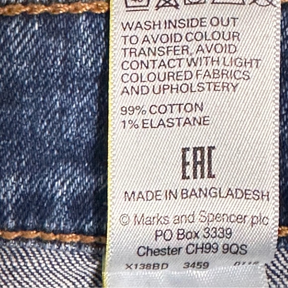 MOM Jeans Marks and Spencer Womens High Waisted Stretch Blue Denim UK 18  EU 46 - Picture 4 of 11